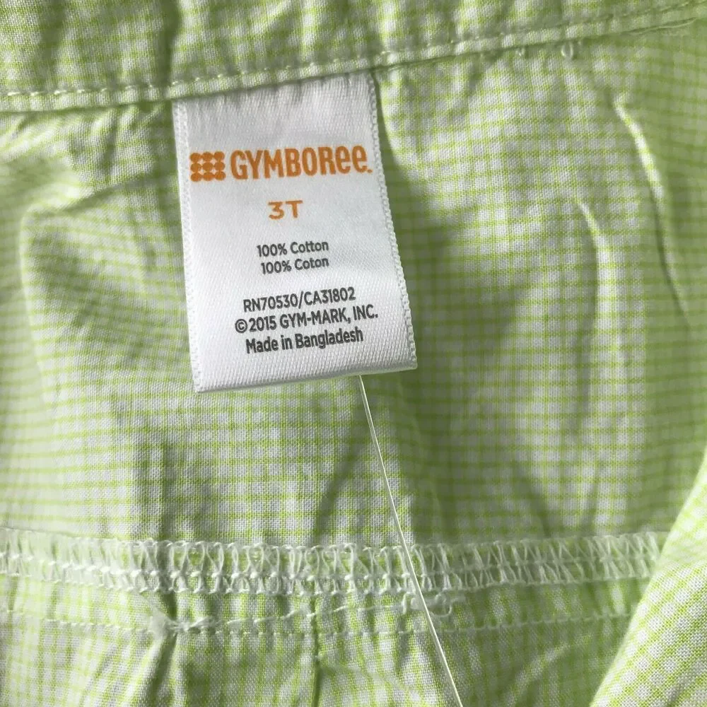NWT Gymboree Boy’s Green Long Sleeve Button Down Shirt Toddler Kid’s Size 3T